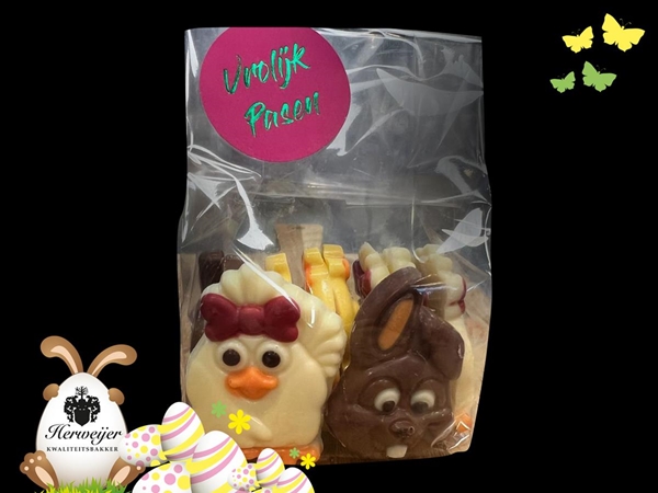 Paaschocolade gekleurd figuutjes